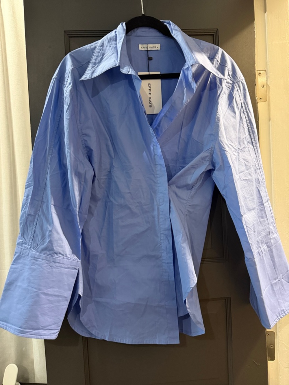 NWT - Effie Kats - Kalisha Shirt | Light Blue Twist-Waist Cotton Shirt - Women - Picture 3 of 8